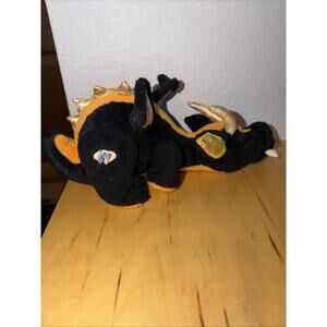 GANZ Webkinz Lava Dragon Plush Toy Stuffed Animal 11" Black Orange HM463 NO CODE